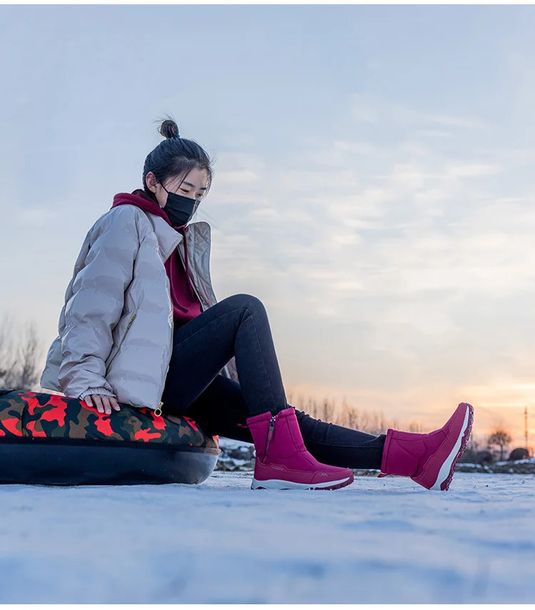 VIP Womens Boots Warm Plush Snow Boots Casual High Top Waterproof Winter Hiking Shoes 240705