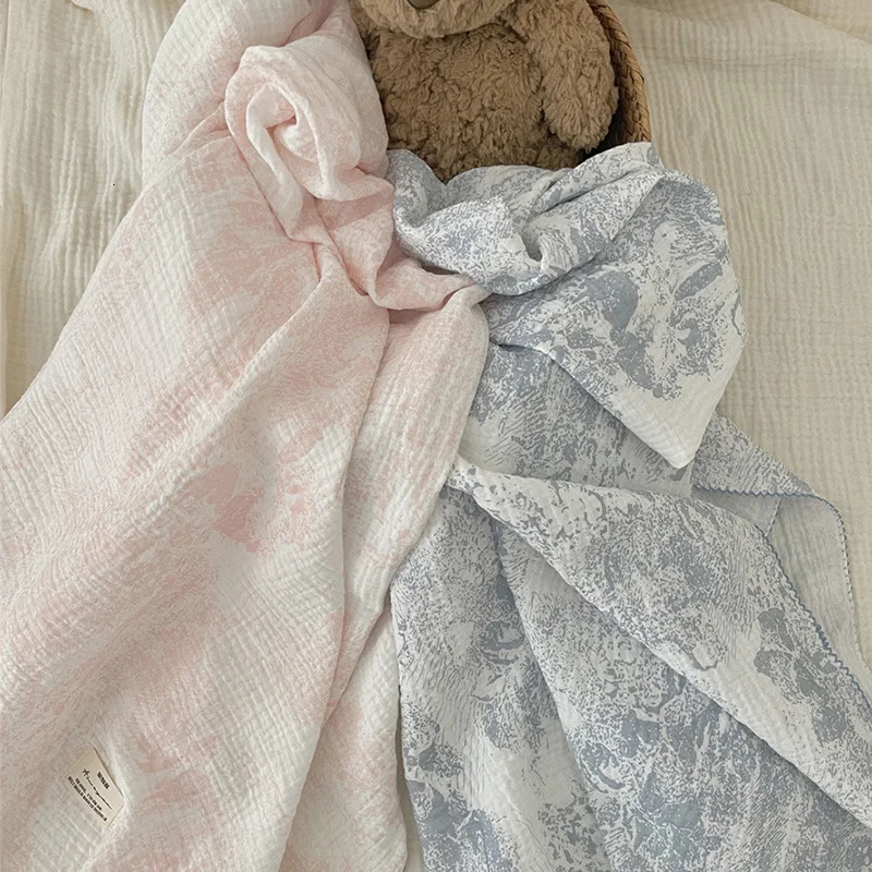 Floral Soft Cotton Muslin born Swaddle Wrap Receiving Blanket Quick Dry Bath Towel Baby Stroller Cover 240703