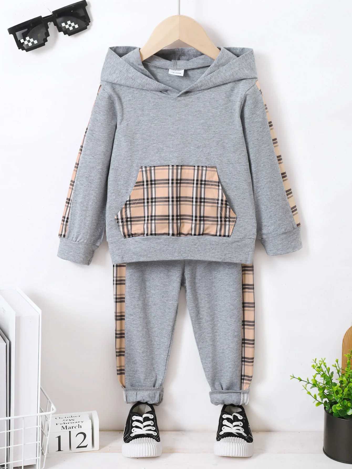 Clothing Sets 2PCS Kids Boy Clothes Set Pocket Style Hooded Long Sleeve Top+Pants Spring Autumn Fashion Sport Suits for Child Boy 1-6 Years