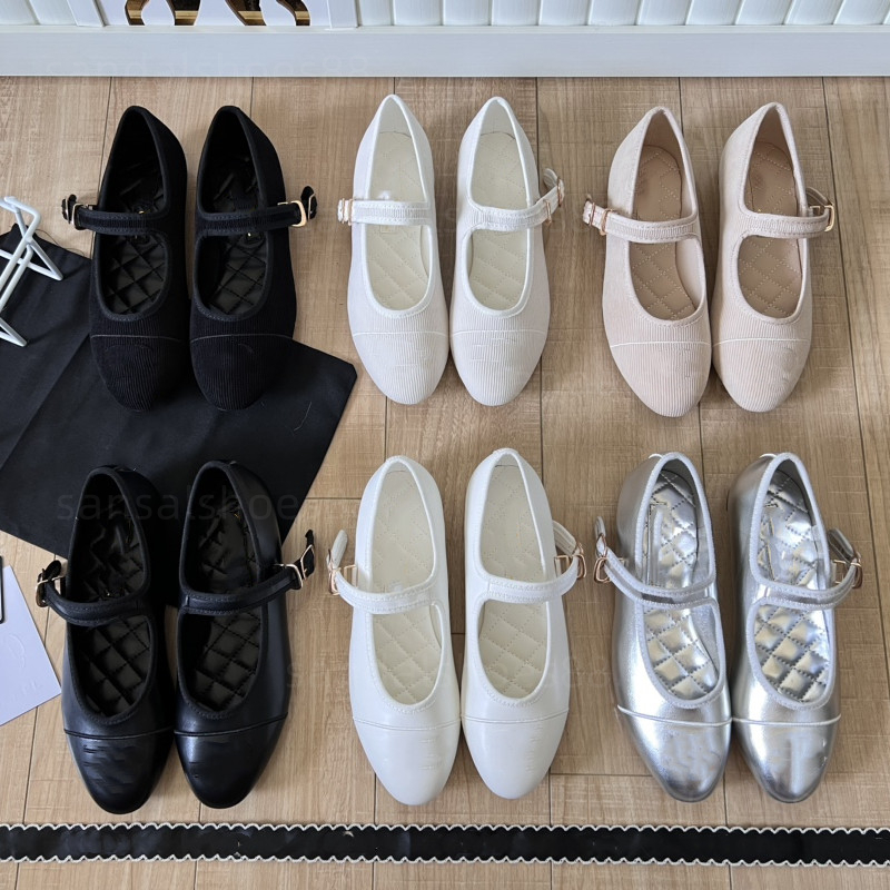 Mary Jane Ballet Flat Shs Pumps For Women Designer Ballerina Flats Heels Leather Corduroy Black White Monk Strap Buckle Ballerine Loafers Womens Comfy
