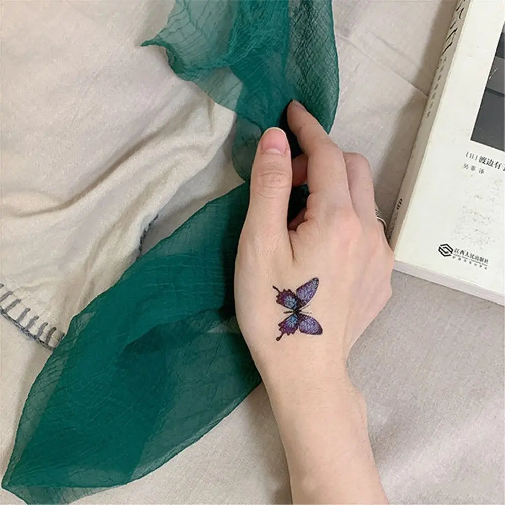 Waterproof blue butterfly sandwich temporary tattoo stickers for men and womens parties tattoo stickers for fashionable patterns sandwich stickers 240