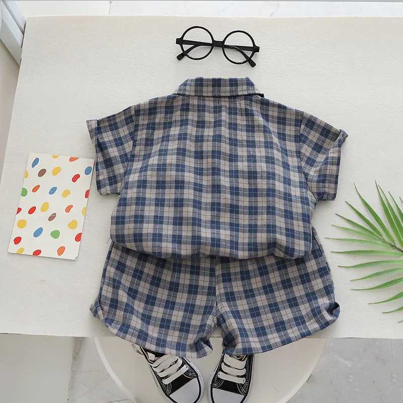 Clothing Sets Kids Clothes Baby Boy/Girl Plaid T-Shirt + Shorts Set Summer Clothing Fashion Casual Boys Tracksuit Children Baby Clothes Set