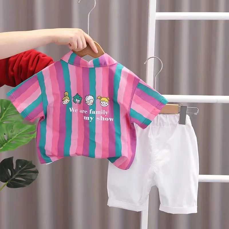 Clothing Sets Summer Clothing Sets Clothes Baby Boy Striped Shirts +Shorts 3Pcs 2024 New Three Piece Set for Children and Boys Kids Outfits