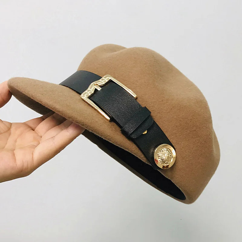 Fashion Women sboy Cap Wool Visor Beret Hat for Ladies Merino Wool Baker Boy Cap for Ladies Painter sy Cabbie Hat 240701