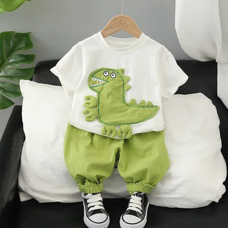 Clothing Sets Summer Baby Boys Clothes Sets Fashion Dinosaur Print T-shirts + Shorts Suits Outfits Children Boys Cartoon Clothing Sets