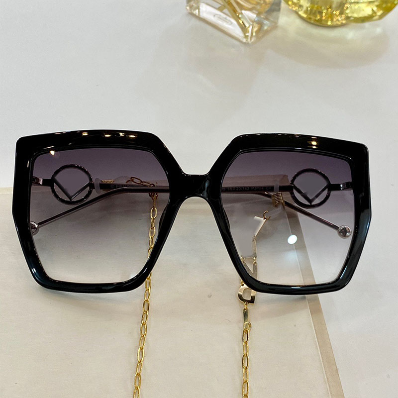 0410S sunglasses women classic fashion shopping big box glasses with metal chain anti-ultraviolet UV 400 lens size 56-20-145 designer top quality