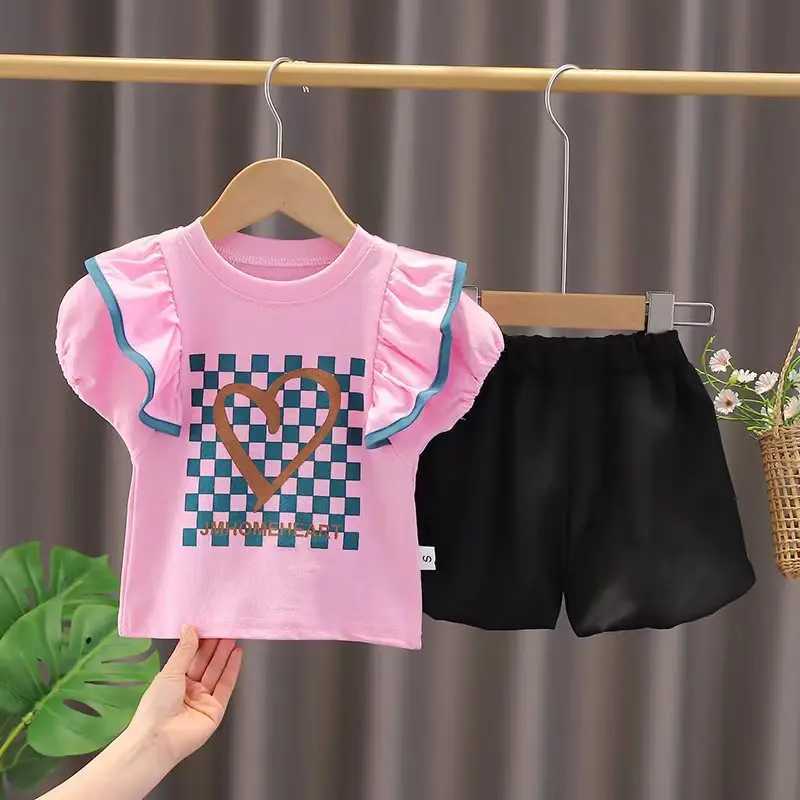 Clothing Sets New Summer Fashion Baby Girls Clothes Children Cute T shirt Shorts 2Pcs/Sets Toddler Casual Costume Infant Kids Tracksuits