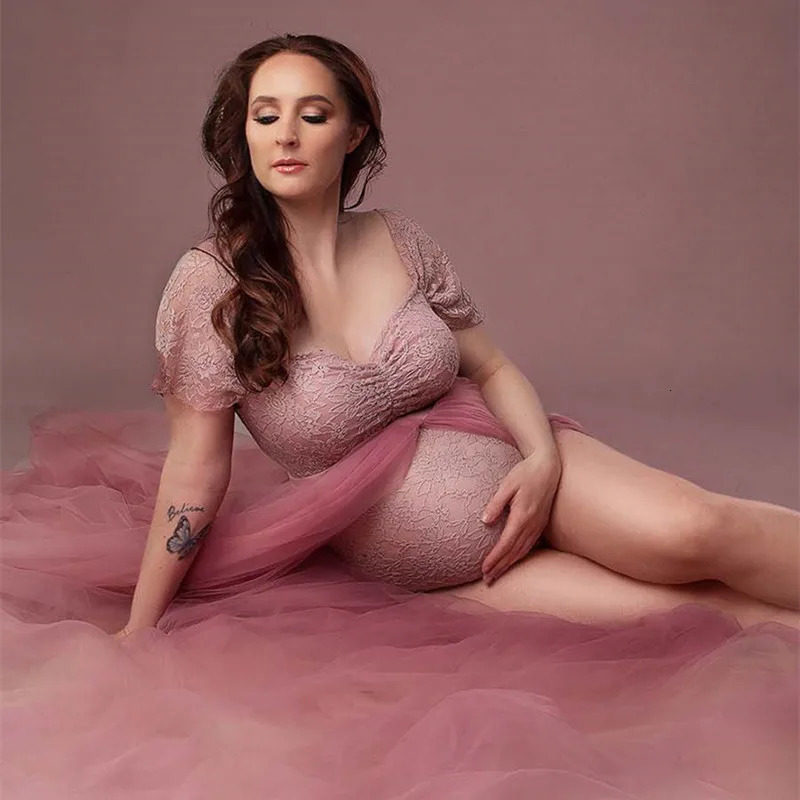 Maternity Pography Tulle Dresses Bodysuit Outfit Pregnant Woman Po Shoot Bodysuit with Tulle Dress 240703
