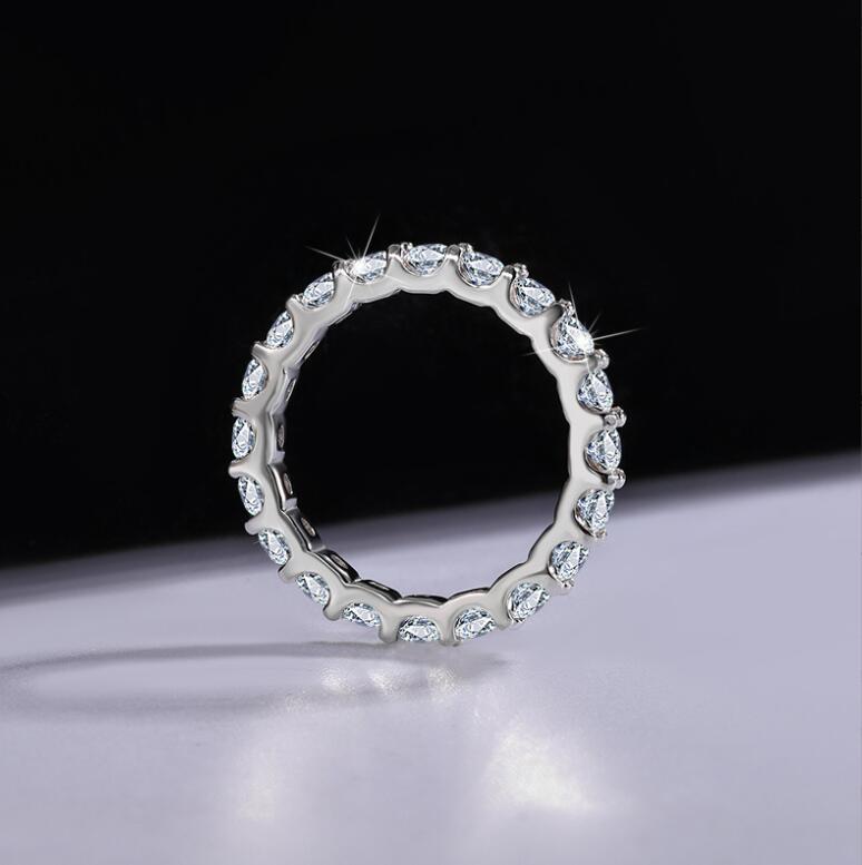 2024 Sparkling Gorgeous Handmade Full Round Cut Moissanite Diamond Gemstones Wedding Rings Pure 100% 925 Sterling Silver Party Eternity Women Band Rin
