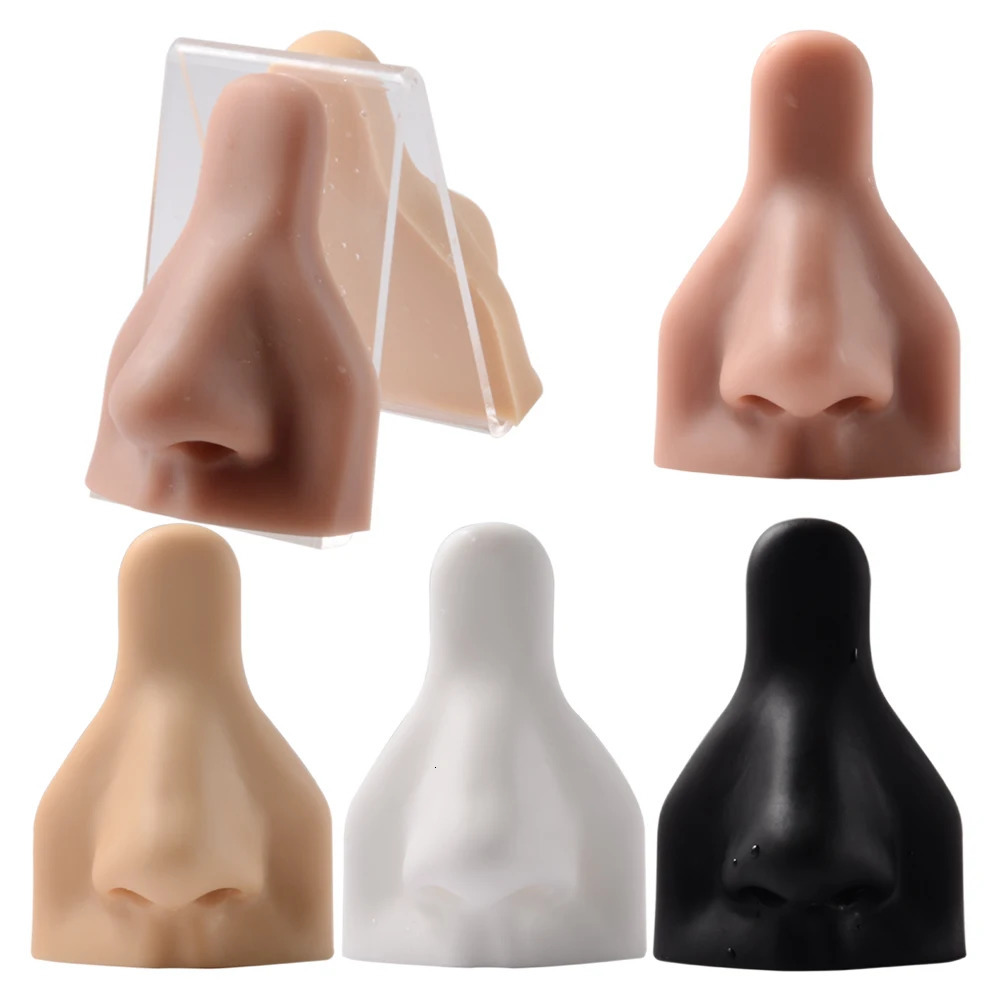 1 selling soft square silicone earring model tattoo practice perforation tool nose model earring display stand kit 240705