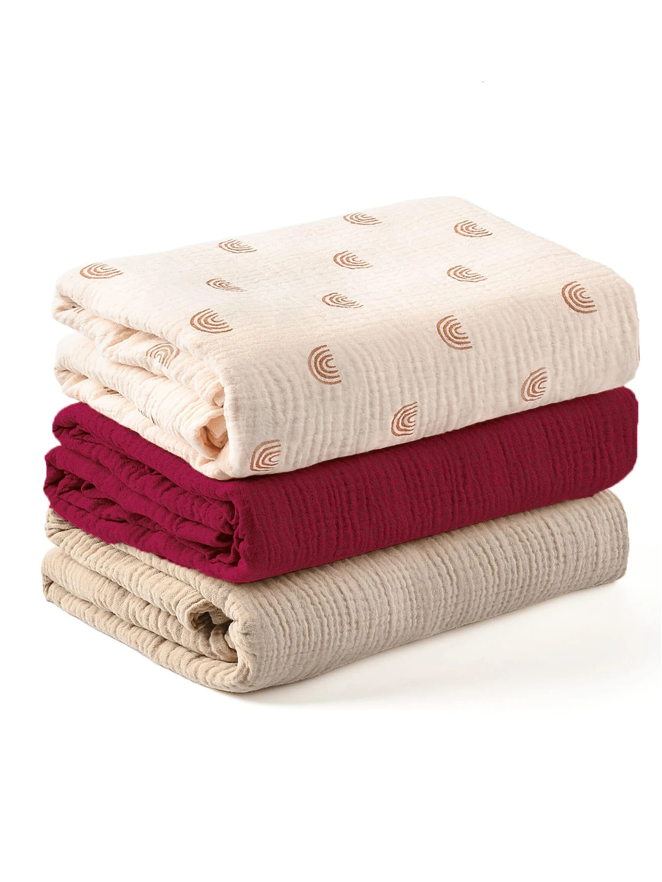 3PCSset Soft Breathable born Baby Receiving Blanket Muslin Swaddle Blankets 240703
