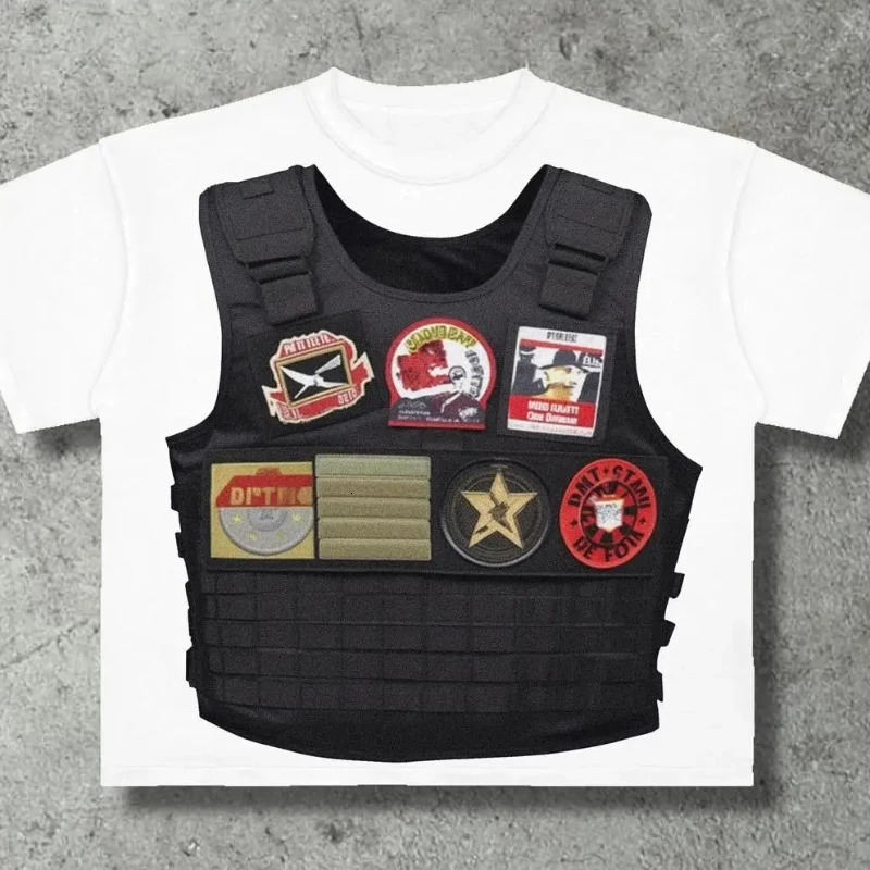 Street clothing pure cotton oversized pattern printed men T-shirt round neck retro loose Y2k Harajuku couple short sleeved 240626