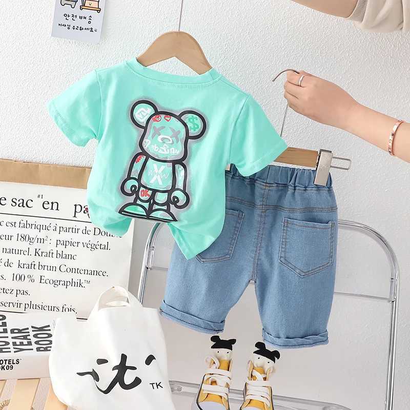 Clothing Sets Fashion Summer Kids Baby Boys Clothing Suits Cartoon Bear T-Shirt+Shorts Casual Clothes Outfit Girls Clothing 2PCS/Set