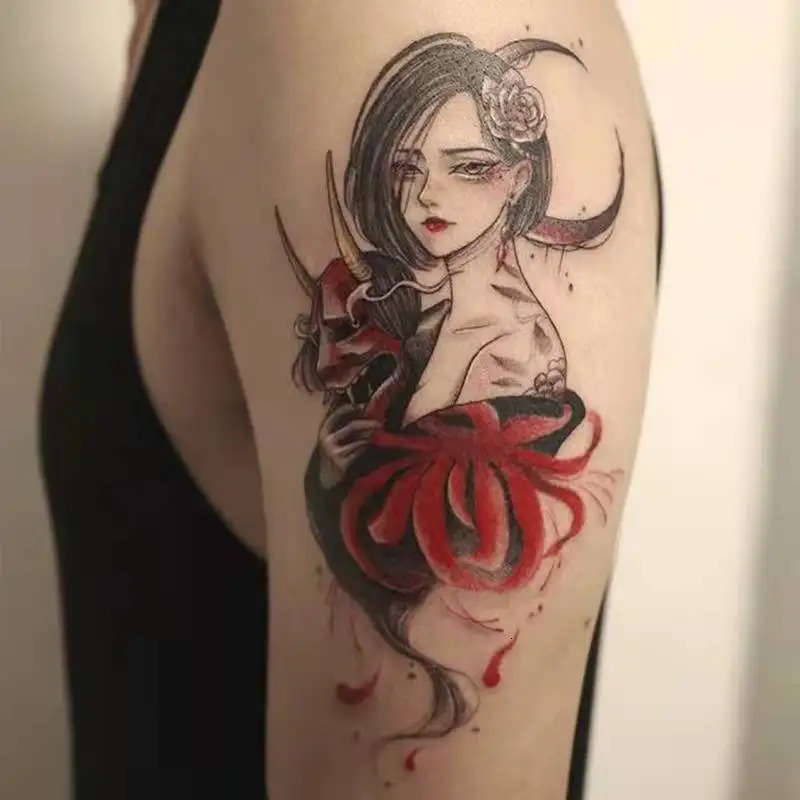 Anime Tattoo Sticker Waterproof Mens and Womens Body Art Personality Cool Butterfly False Tattoo Arm High Pattern Temporary Tattoo 240705