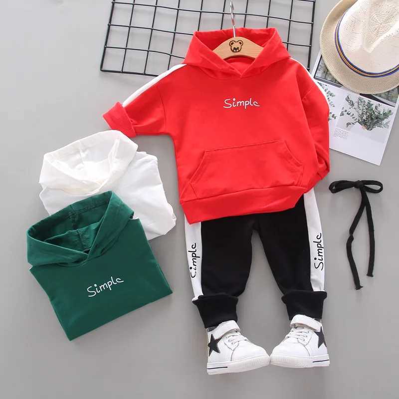Clothing Sets Toddler Baby Boys Clothes Spring Autumn Kids Girls Letter Hooded Pant 2pcs Outfit Children Casual Soild Suit Infant Active Sets