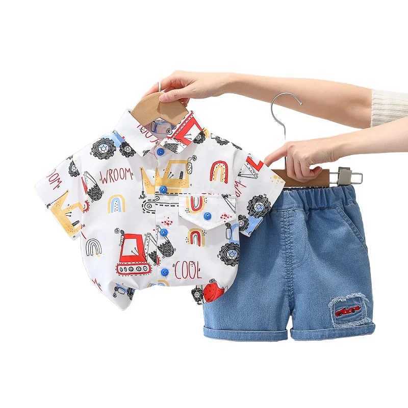 Clothing Sets Summer Children Fashion Boys Clothes Cartoon Excavator Cotton T Shirts Shorts 2Pcs/Sets Toddler Casual Costume Kids Tracksuits