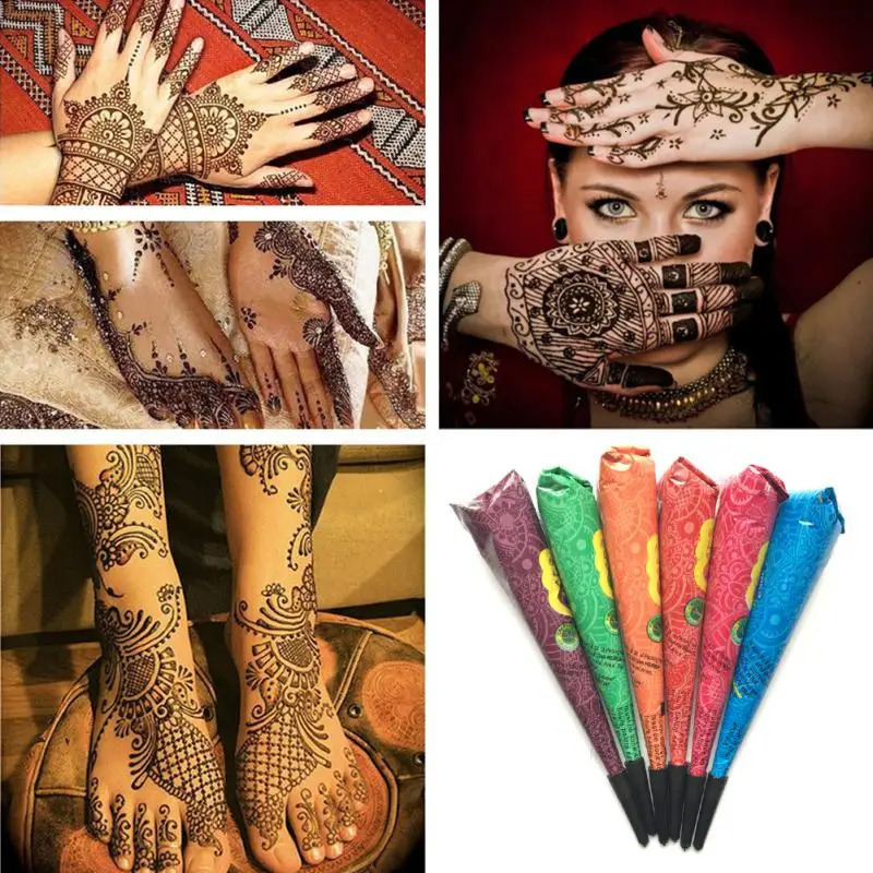 7-color tattoo cream cone waterproof non-toxic and safe DIY drawing tattoo henna body art semi anent tattoo pigment ink 240705
