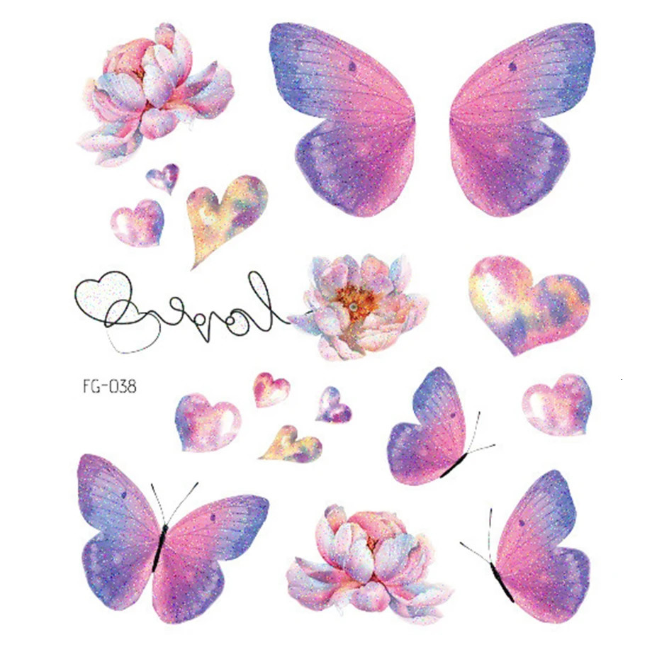 Temporary Butterfly Body Tattoo Sticker Wing Pattern Insect Flash Sticker Festival Party Body Art Decoration Waterproof 240705