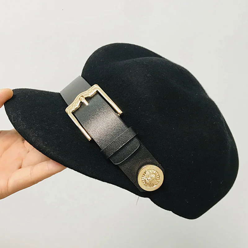 Fashion Women sboy Cap Wool Visor Beret Hat for Ladies Merino Wool Baker Boy Cap for Ladies Painter sy Cabbie Hat 240701