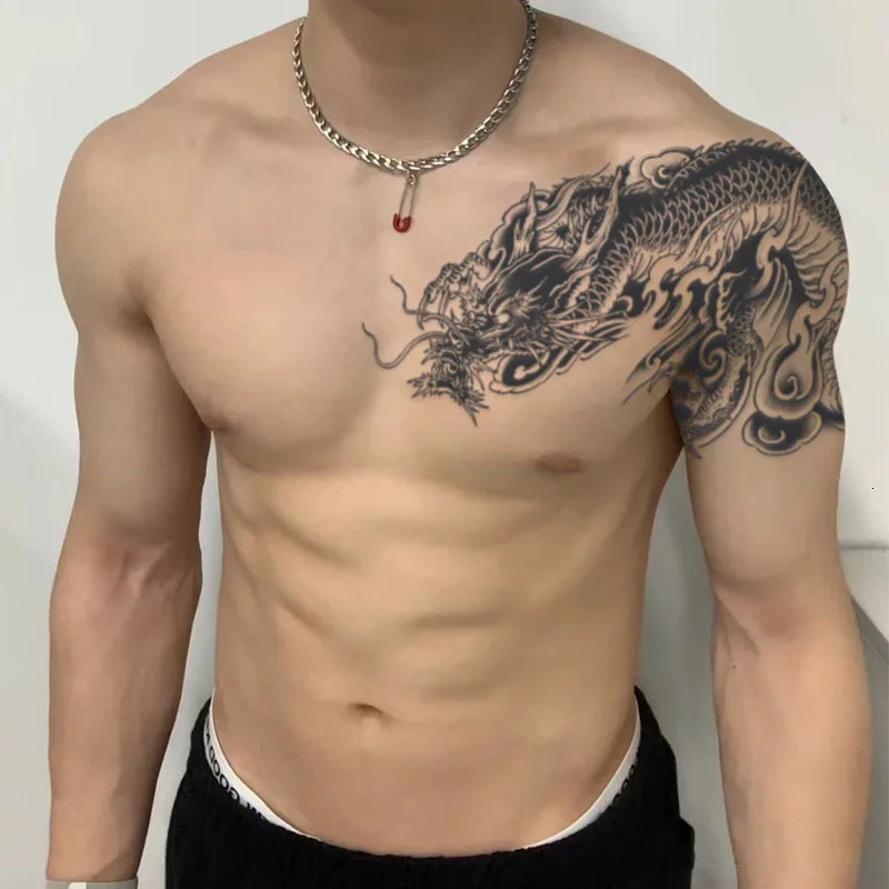 Dragon Herb Juice Tattoo Sticker Waterproof and Durable Japanese Flower Arm Semi anent False Tattoo Skull Temporary Tattoo 240705