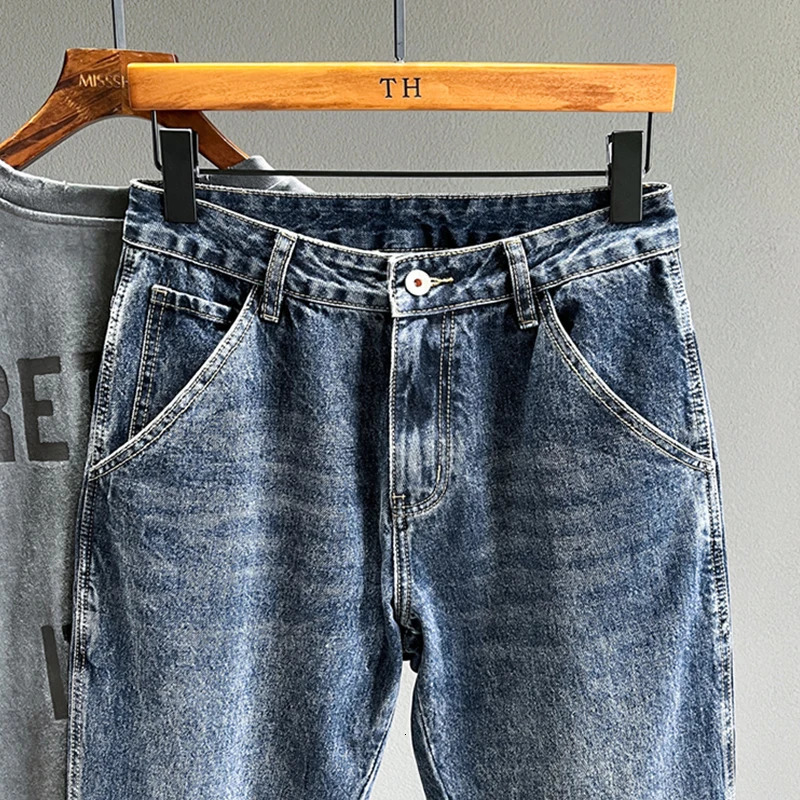 High Quality Spring Vintage Jeans Men Fashion Loose Tapered Drape Youth Denim Trousers Hip Hop Male Streetwear 240627