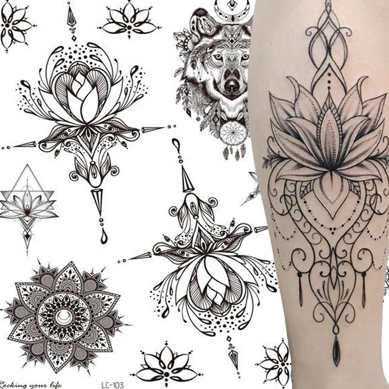1 temporary tattoo sticker waterproof black retro hand back pattern tattoo sticker 240705