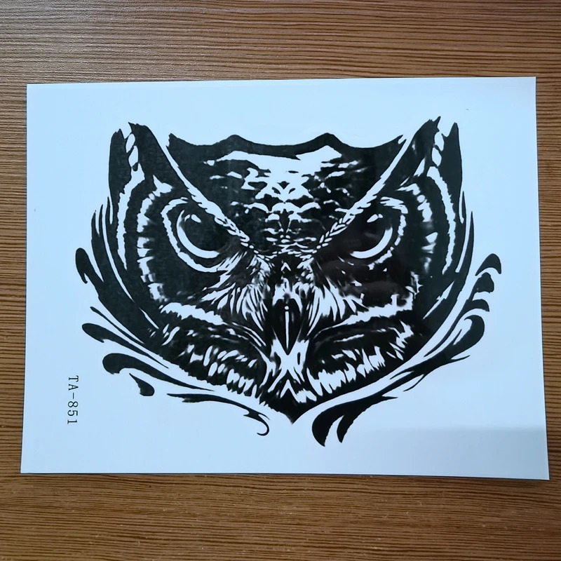 Black Cat Head Eagle Temporary Tattoo Sticker Waterproof and Durable Hand Painted Back and Neck False Tattoo Big Figure Tattoo Sticker 240705