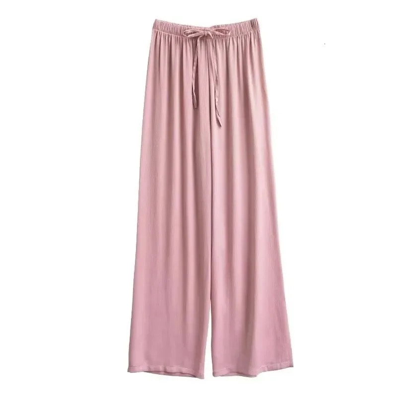 Acetic Acid Ice Silk Wide Leg Pants Summer Thin Satin Casual Womens High Waisted Straight Long Trouser Z260314
