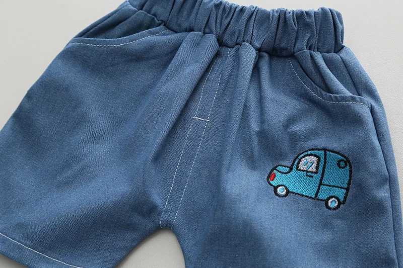 Clothing Sets Kids Baby Boys/Girls Summer Clothes Kids Cartoon Car Cotton T-shirt Denim Shorts 2Pcs Suit Childrens Wear Leisure sports Sets
