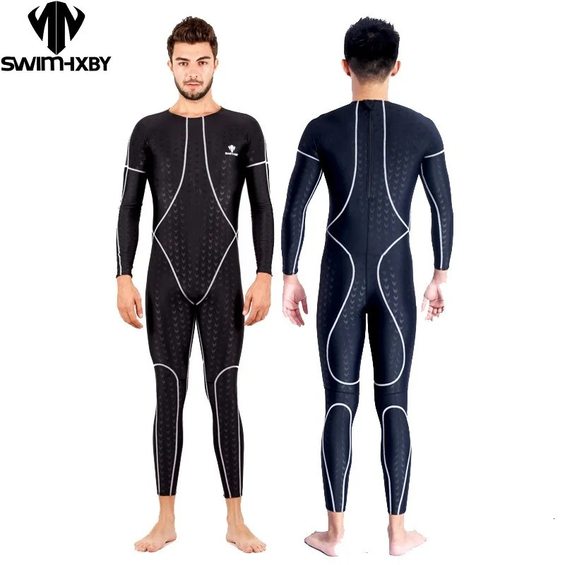 HXBY Sharkskin Full Body Bathing Suit One Piece Swimsuit Men Swimwear Mens Competition Racing Training Swimsuit Swimming Suit 240704