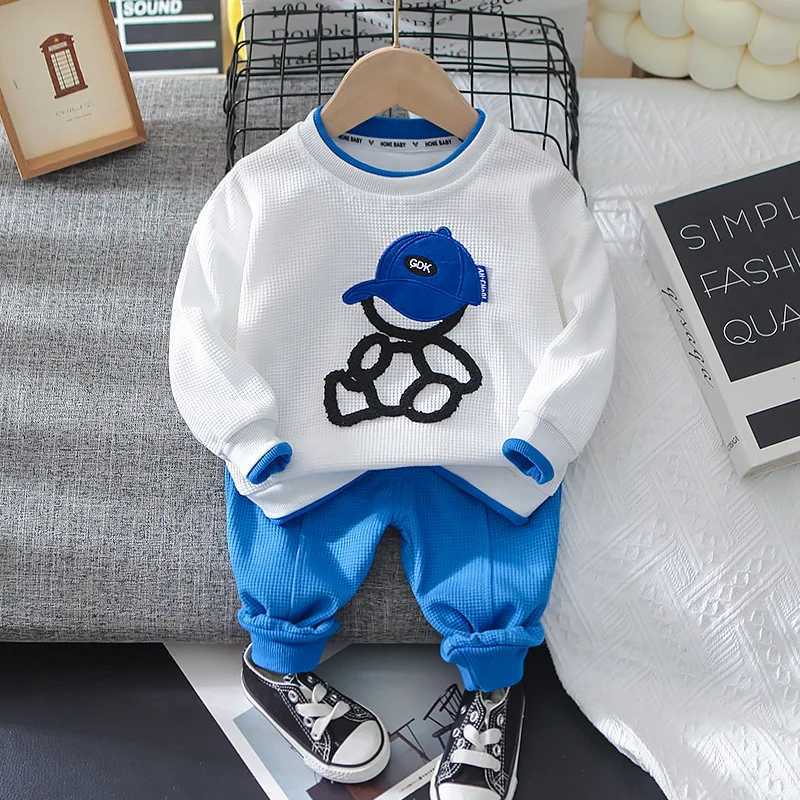 Clothing Sets Toddler Boy Handsome Sport Clothing Sets 2023 Spring Autumn Children Fashion Tracksuit Baby Cartoon Pullover+ Pants Girl Clothes