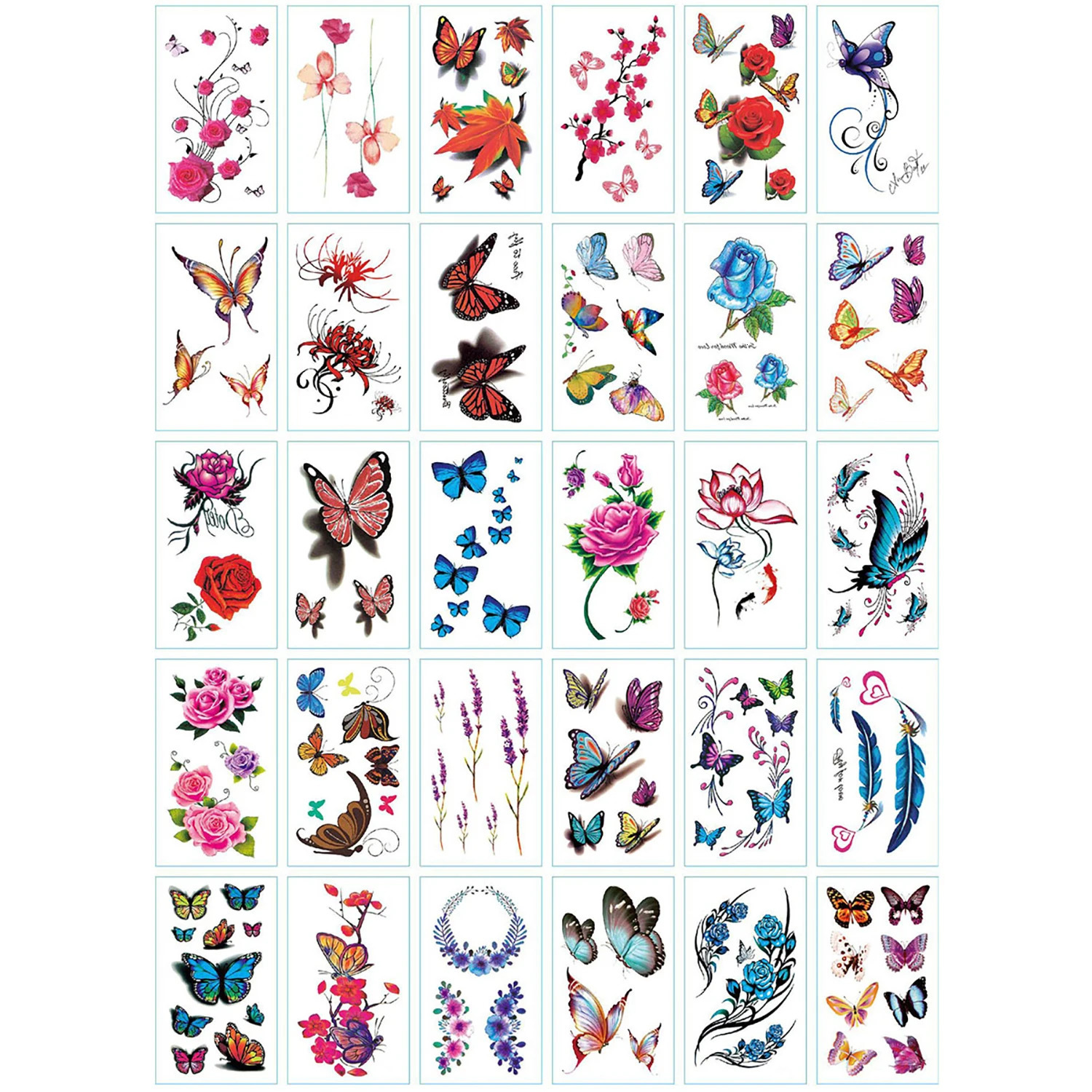 30 pieces/pack 3D butterfly pattern temporary tattoo stickers small-sized body arm shoulder false tattoo stickers 240705