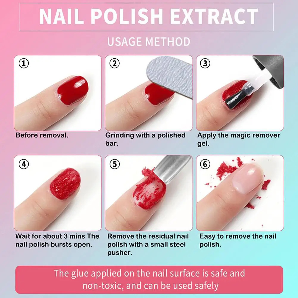 2X Quick Removing Magic Nail gel Polishing UV gel Removing Magic Cracking Nail gel Cleaning Semi anent Varnish Polishing 240705