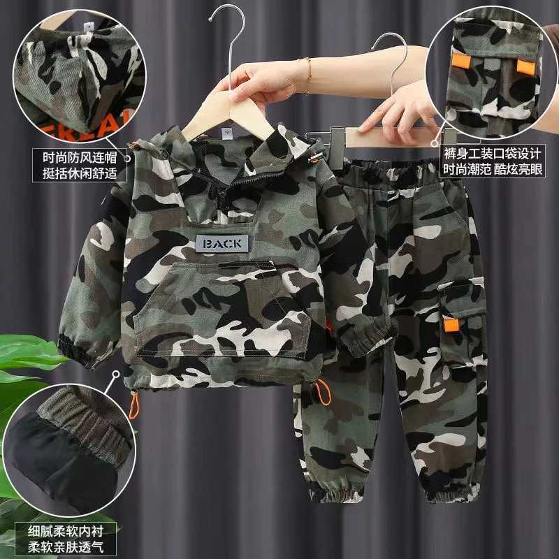 Clothing Sets New Spring Autumn Baby Clothes Suit Boys Outfit Sets Koean Baby Boys Coat + Pants SetsChildrens Set 2 To 6 years Kids Outfits