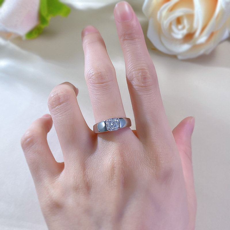 Exquisite Sterg Sier Moissanite Eternity Ring: 6MM White Grey Dia, Gorgeous Party Jewelry for Women