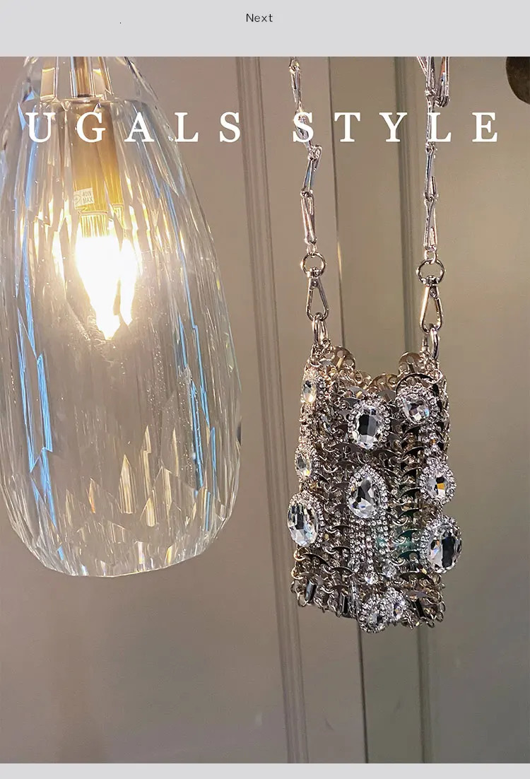 Metal sequin handmade handbag crystal sparkling Rhinestone diamond evening bag dinner party clutch wallet womens messenger bag 240704