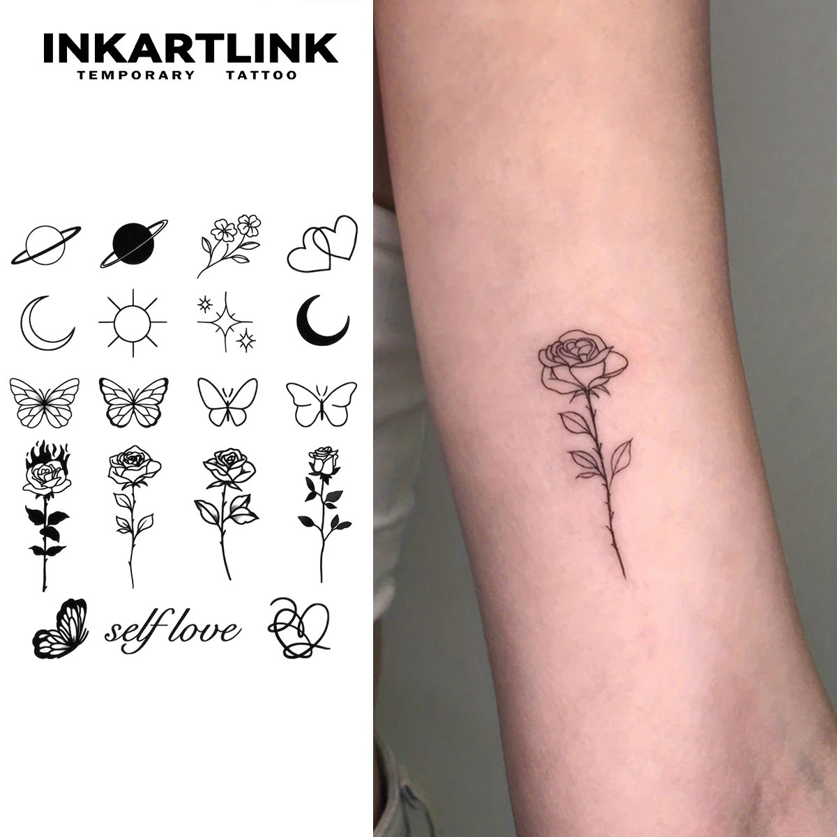 Simple line pattern temporary tattoo lasting for 15 days with waterproof semi anent stickers. 240705