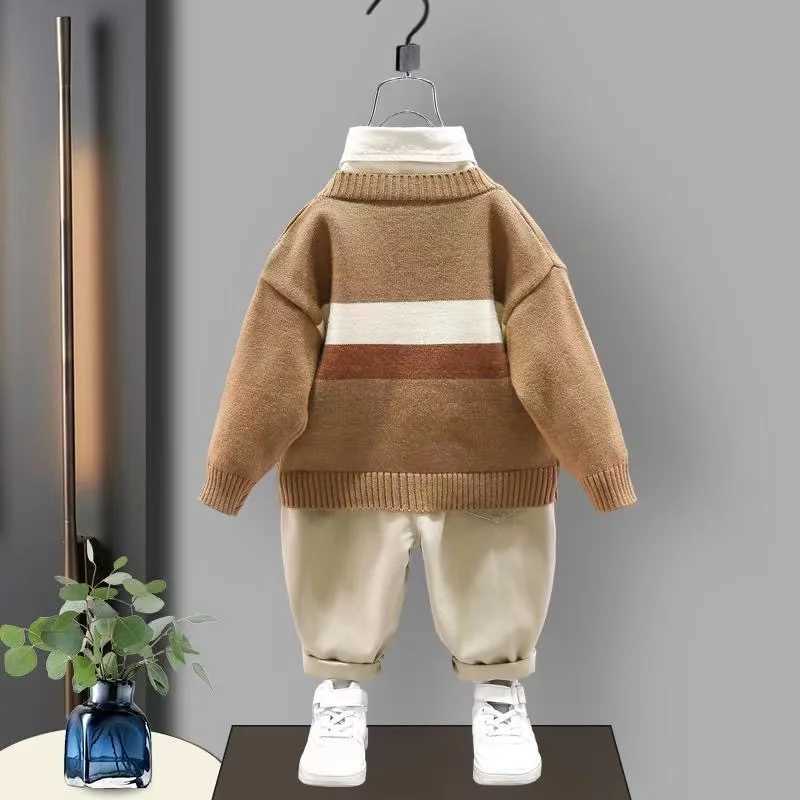 Clothing Sets Kids Clothes Boys Spring Korean Set For Baby Boys 2024 New Clothing Set Sweater Shirt And Pants 3PCS Children Sport Suit Outfits