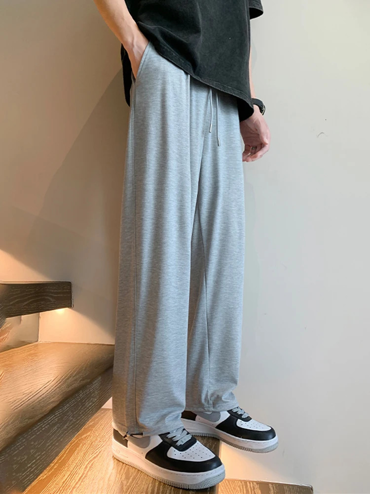 HOUZHOU Gray Sweatpants for Men Autumn Baggy Fashion Oversize Sports Pants Balck Trousers Male Joggers Streetwear Sportswear 240701