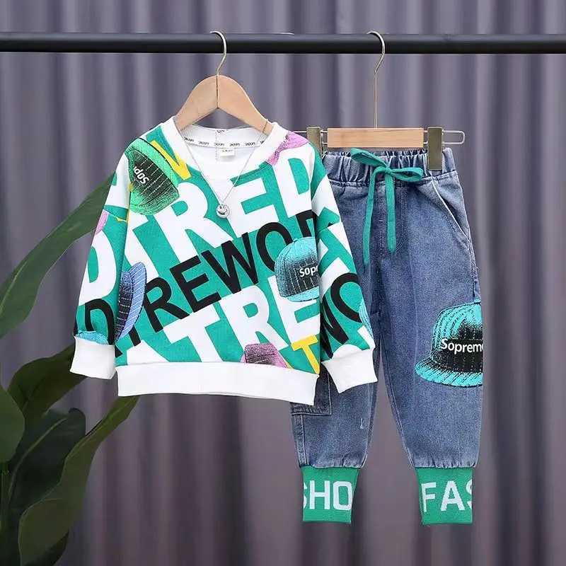 Clothing Sets Boys Sports Set 2023 New Spring and Autumn Fashion Two Piece Set Boys Net Red Spring Clothing Childrens 2Pcs Set Kids Outfits