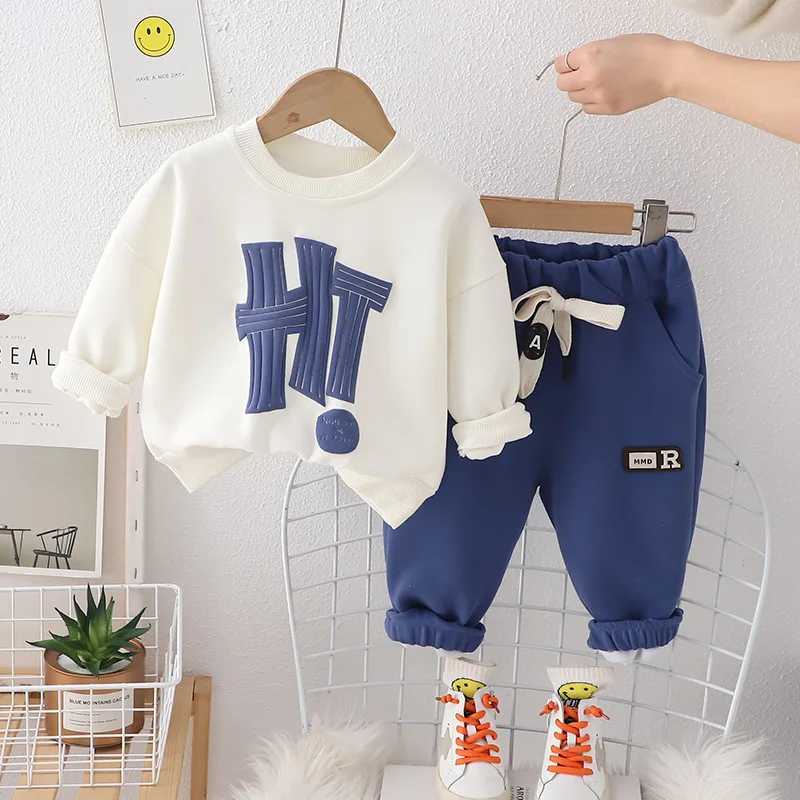 Clothing Sets 2024 Spring Autumn Baby Boys Clothing Sets Children Cotton Letters Sweatshirts Pants 2Pcs Suit For 1-5 Years Kids Casual Outfits