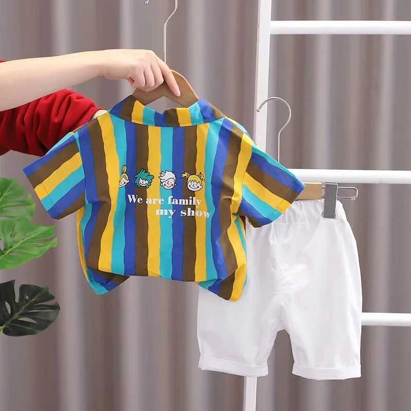 Clothing Sets Summer Clothing Sets Clothes Baby Boy Striped Shirts +Shorts 3Pcs 2024 New Three Piece Set for Children and Boys Kids Outfits