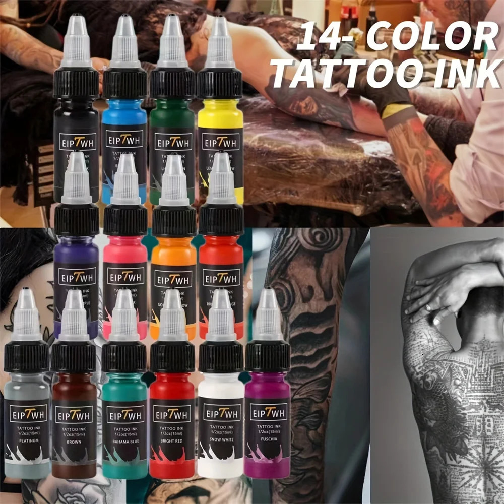 15ml 7/14 color tattoo ink pigment with box art tattoo kit beauty pigment makeup tattoo products semi anent 240705