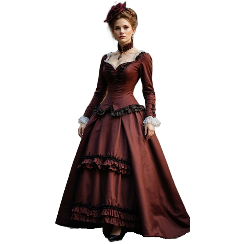 Vintage Victorian Prom Dresses Long Sleeves Ruffles Corset Gothic Evening Gowns For Women Classic Medieval Special Occasion Dress 2024 Vestido De Novi