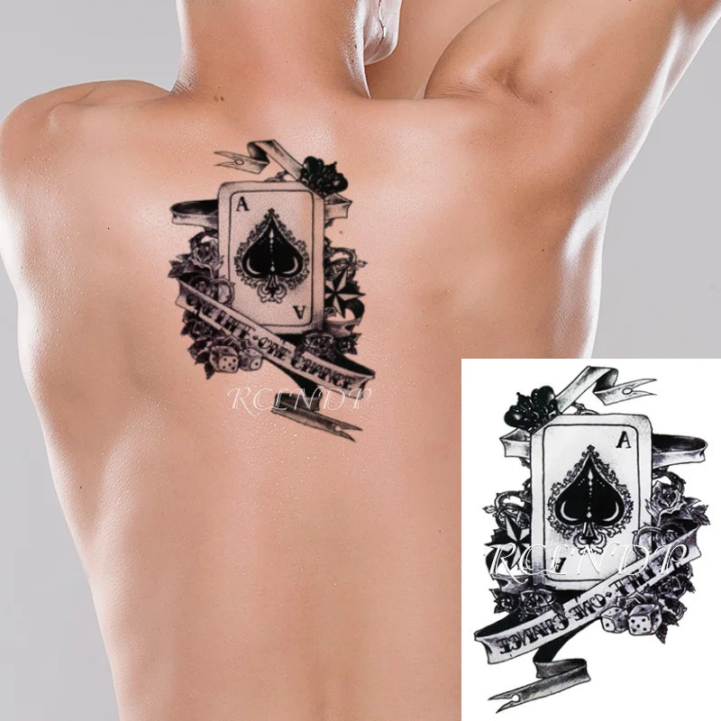 Waterproof Temporary Tattoo Sticker Playing Card Spades Creative Body Art Flash Tattoo False Tattoo Sticker 240705