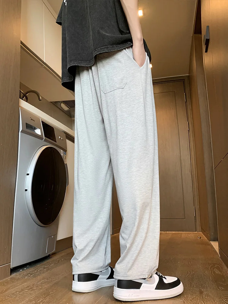 HOUZHOU Gray Sweatpants for Men Autumn Baggy Fashion Oversize Sports Pants Balck Trousers Male Joggers Streetwear Sportswear 240701