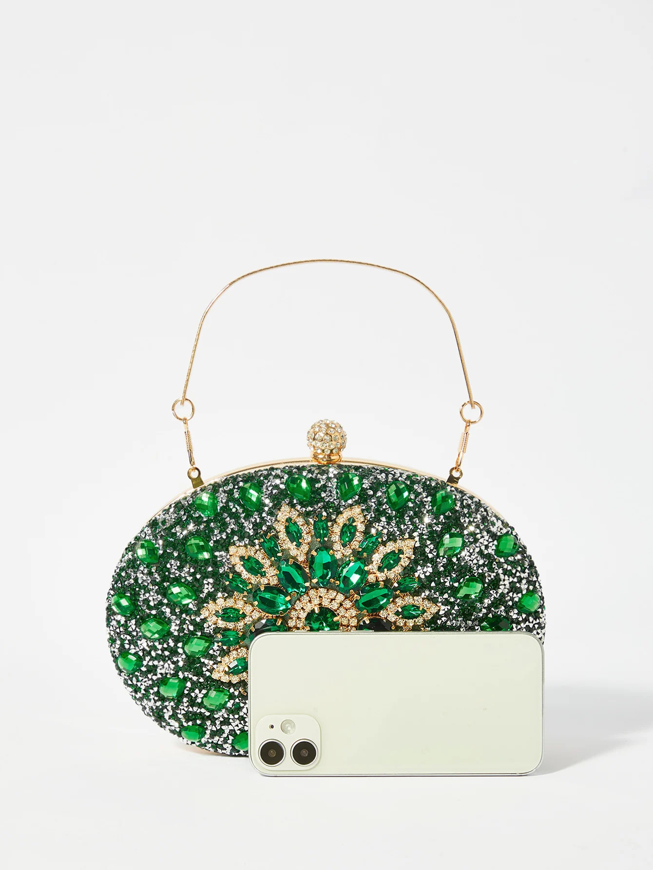 Gorgeous and shiny mini diamond inlaid Rhinestone floral handheld wedding and party dinner bag 240704