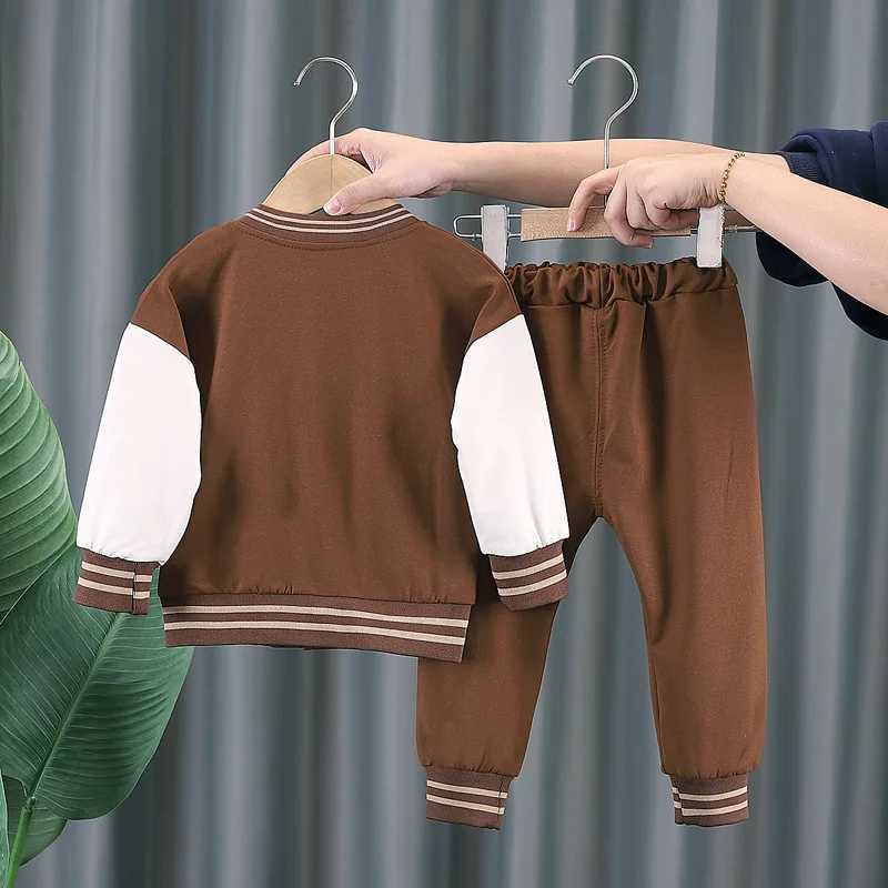 Clothing Sets 2024 Spring Autumn Baby Boys Clothing Set Kids Cartoon Bear Baseball Jacket Coat + Pants 2Pcs for Children Tracksuits Clothes