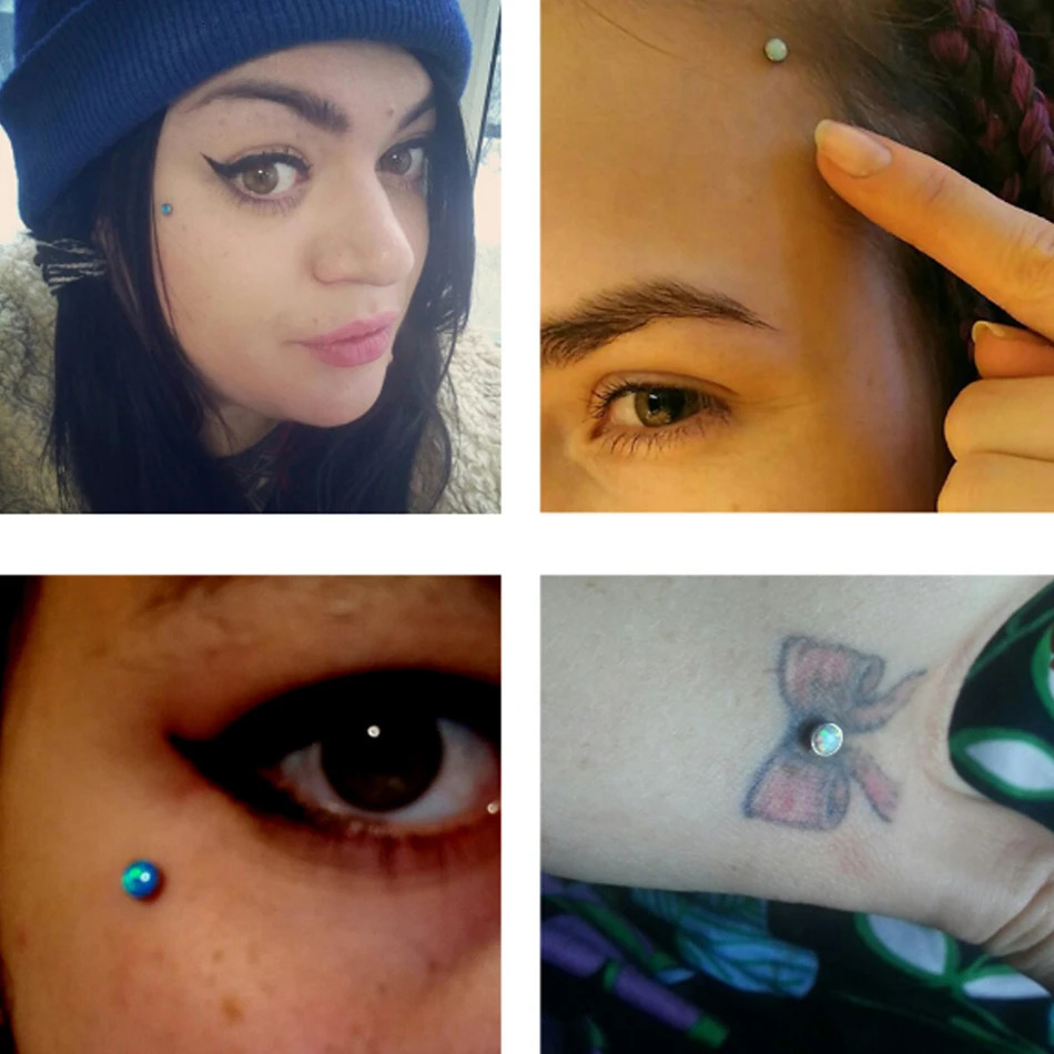1 piece of tattoo skin anchor top micro skin head surface perforation CZ gemstone skin diver skin anchor body perforation jewelry 240705