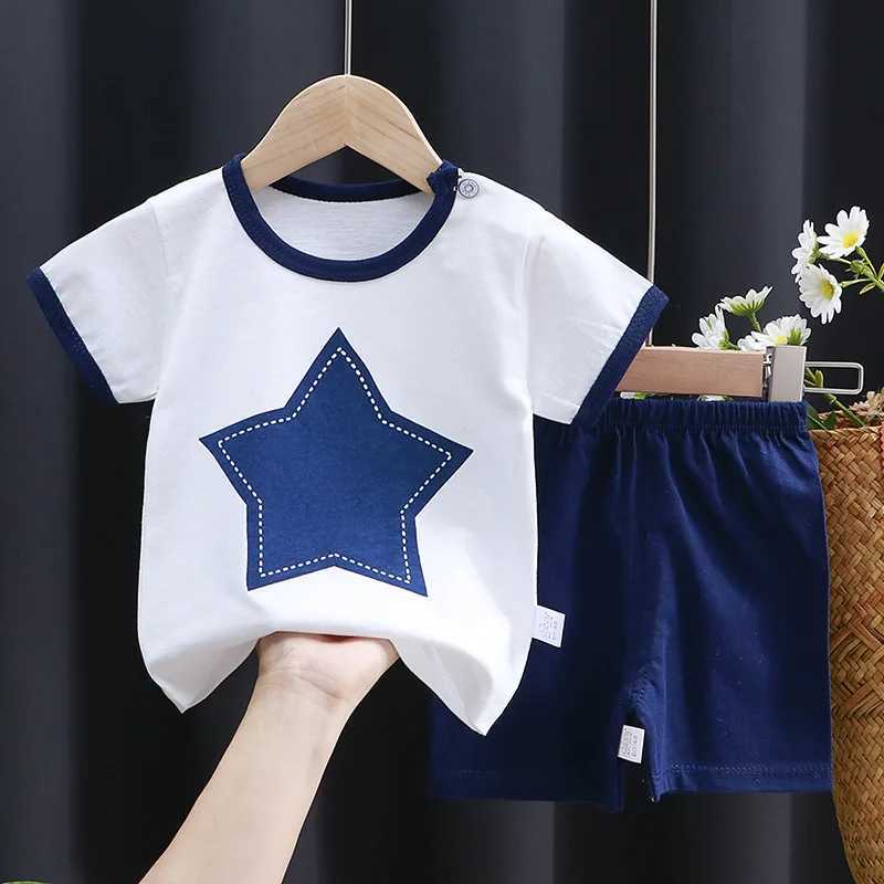 Clothing Sets Boys T-shirt and Shorts Set Pure Cotton Girls Summer Clothing Boys T-shirt for 110-130cm Tall Kids 100% Cotton 2-5Y KIDS